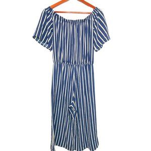 Ambiance Navy Blue White Junior Women Medium Jumper Culotte Outfit Off Shoulder